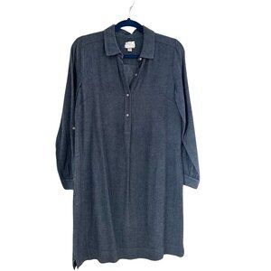 J.Jill Denim Chambray Shirt Dress Blue Gray 3/4 Sleeve Snap Front XSP Petite